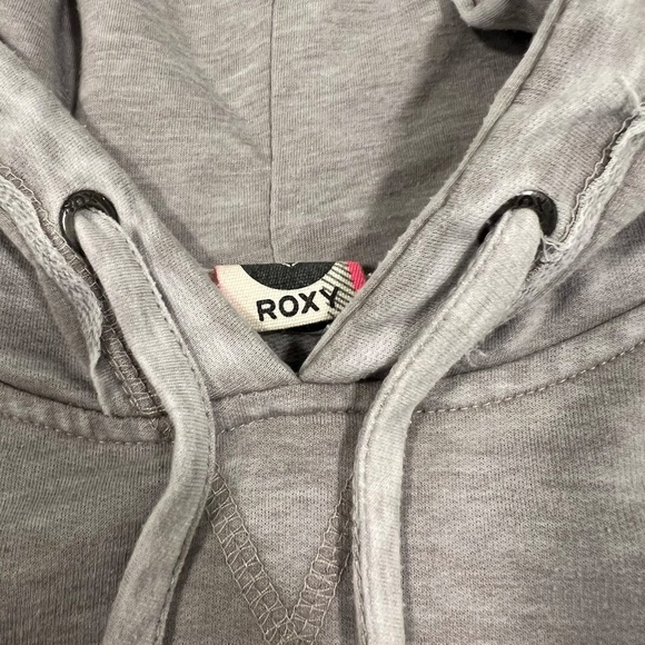 Vintage/worn-look ROXY Grey and White Hoodie Women's Size Med Embroidered Back - Picture 4 of 7